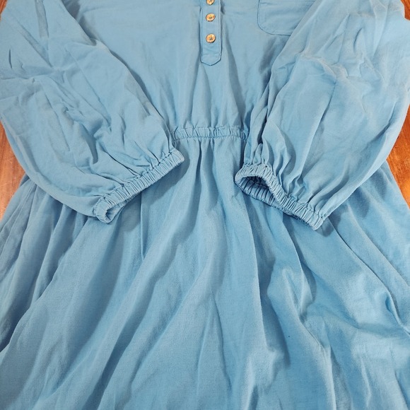 Lilly Pulitzer Womens Pima Cotton XL Blue V-Neck Long Sleeve Elastic Waist Dress - Picture 9 of 13